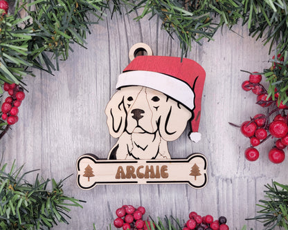 Santa Dogs - Personalized Christmas Ornaments: Breeds A - D