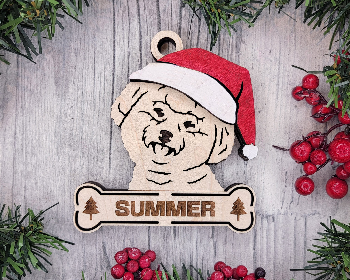 Santa Dogs - Personalized Christmas Ornaments: Breeds A - D