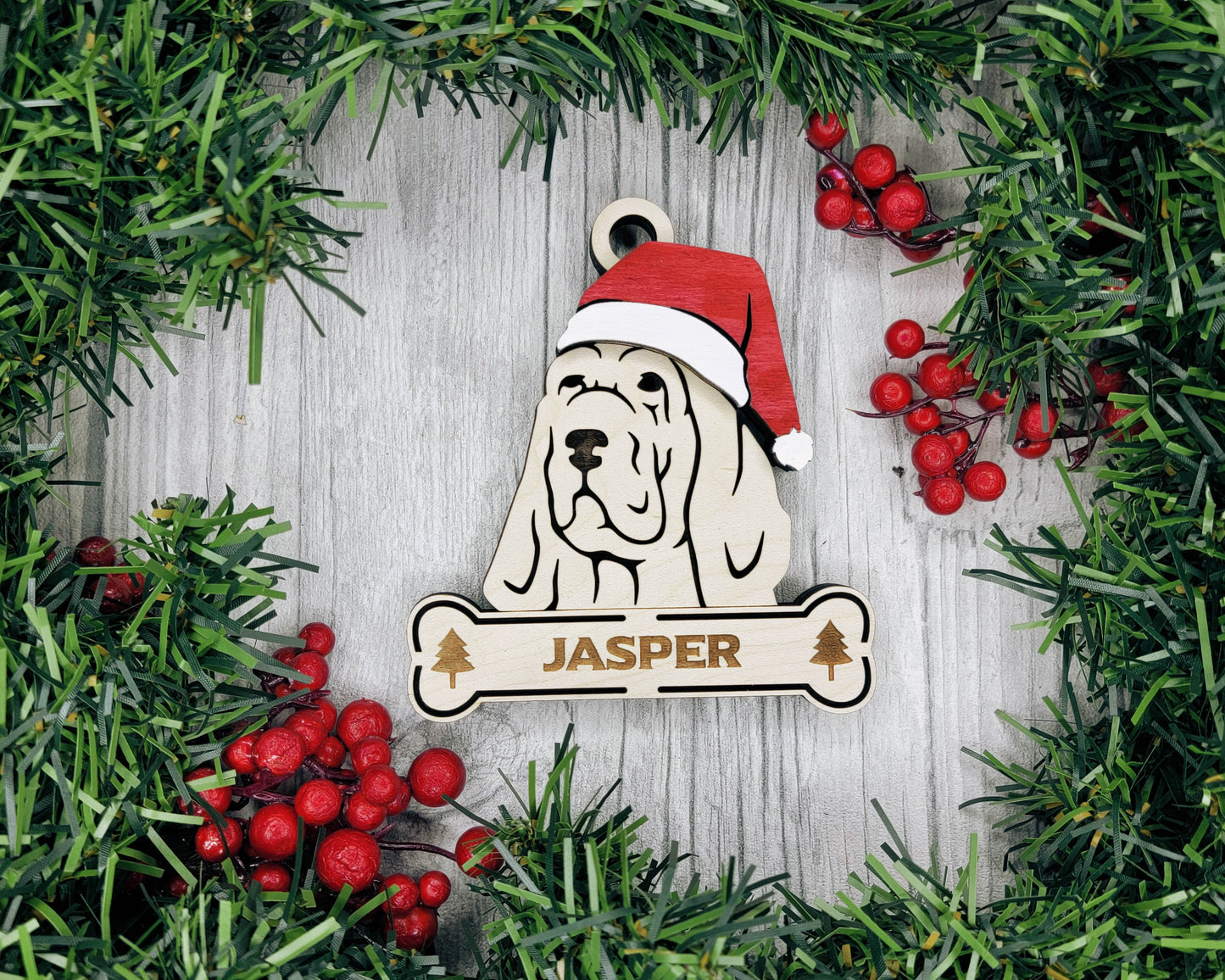 Santa Dogs - Personalized Christmas Ornaments: Breeds A - D