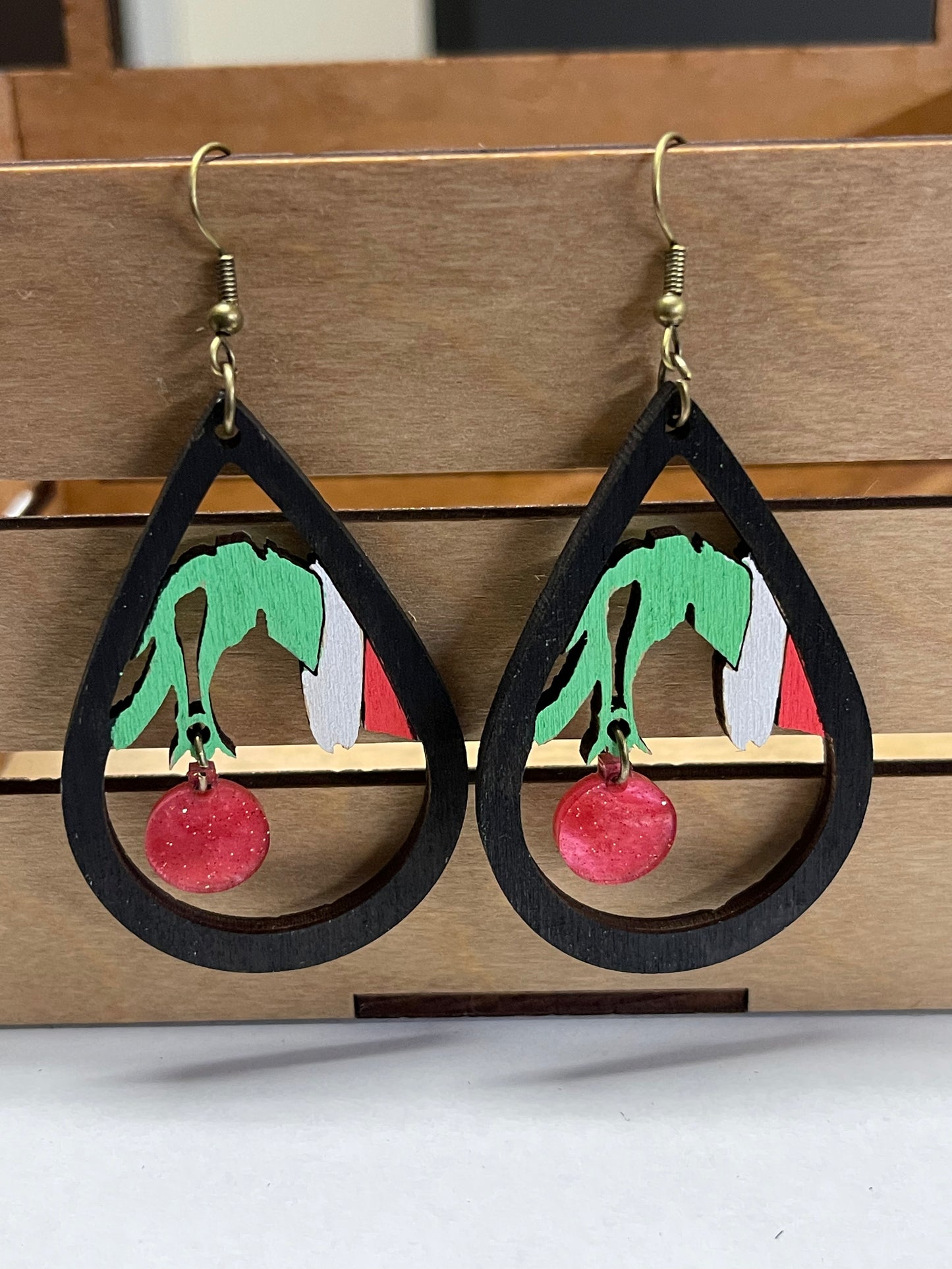 Grinch Hand Dangle Earrings