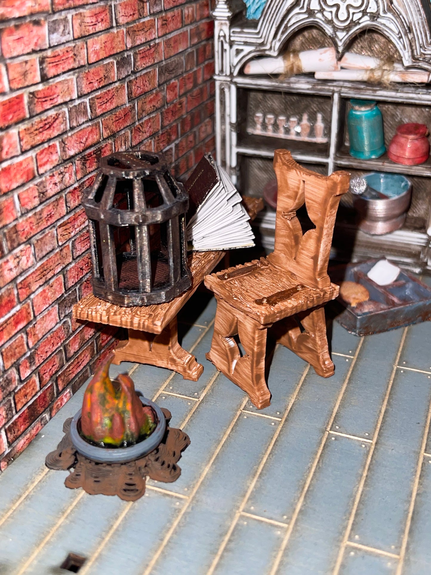 Gothic Bookshelf Book Nook Diorama with a Hidden Room (Medieval)