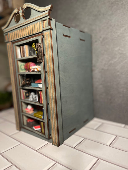 Gothic Bookshelf Book Nook Diorama with a Hidden Room (Medieval)