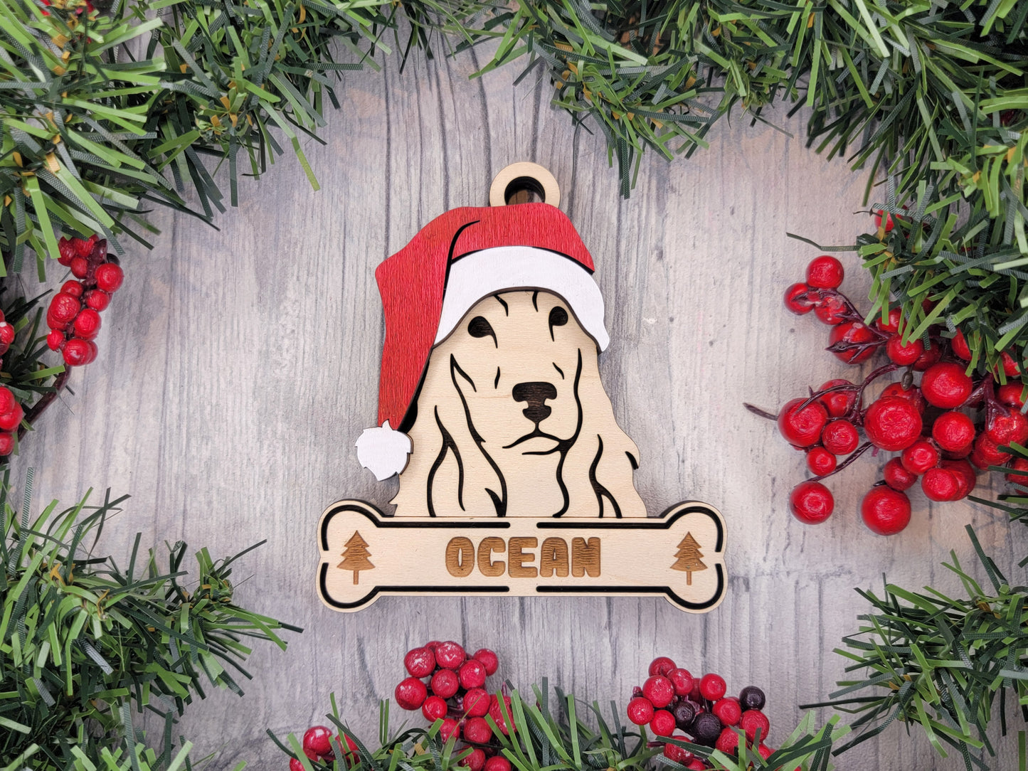 Santa Dogs - Personalized Christmas Ornaments: Breeds A - D