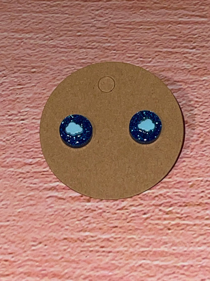 Fun Stud Earrings - Sparkling Acrylic with Nature Shapes