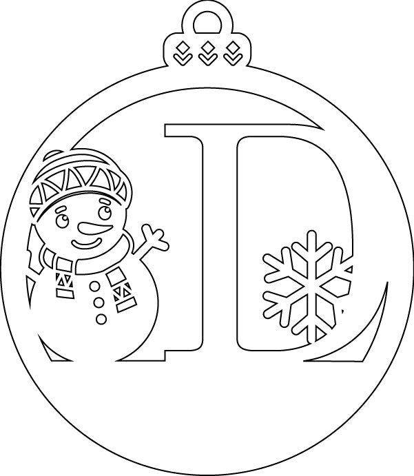 Alphabet Snowman Personalized Ornaments-Layered