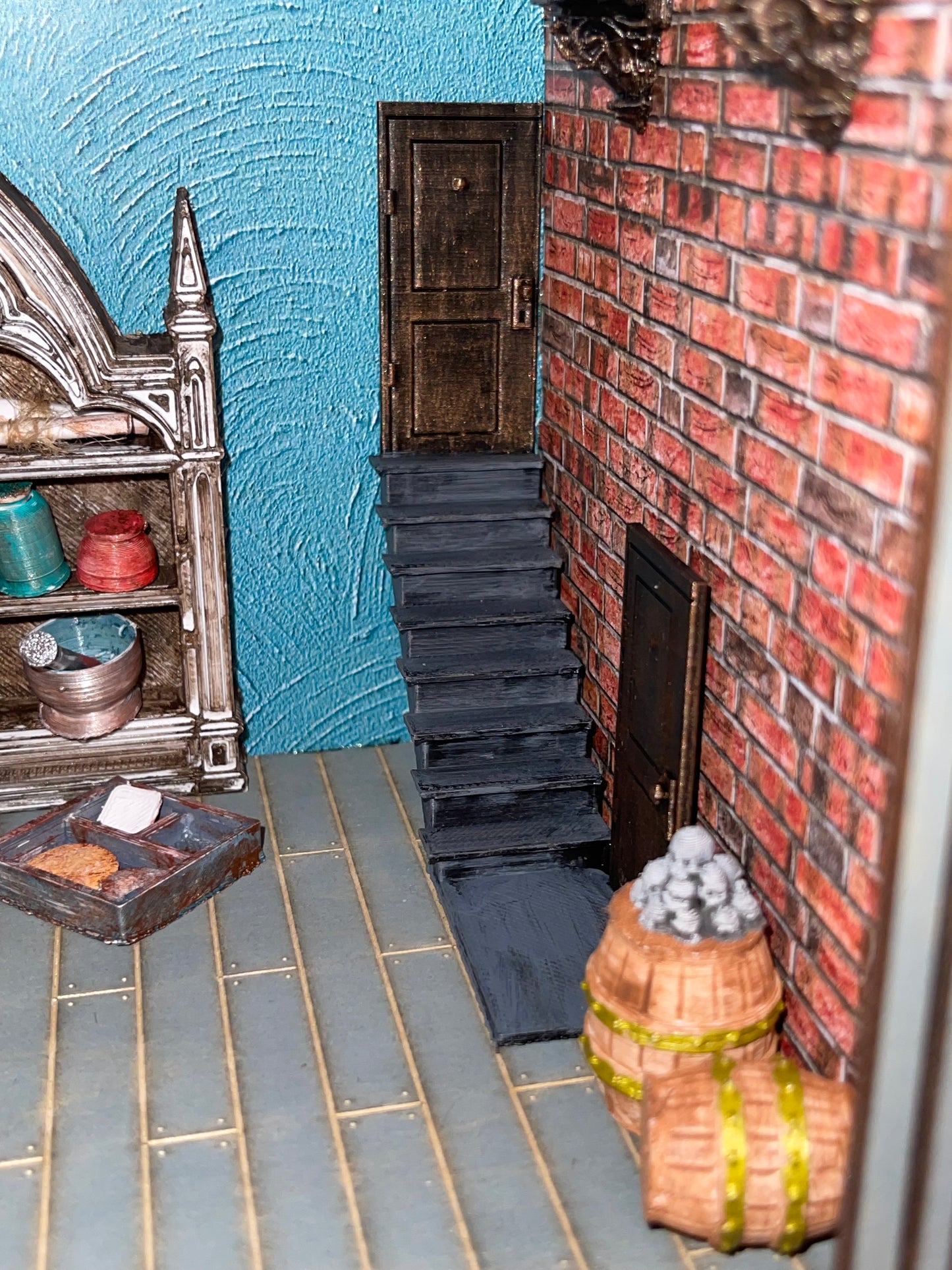 Gothic Bookshelf Book Nook Diorama with a Hidden Room (Medieval)