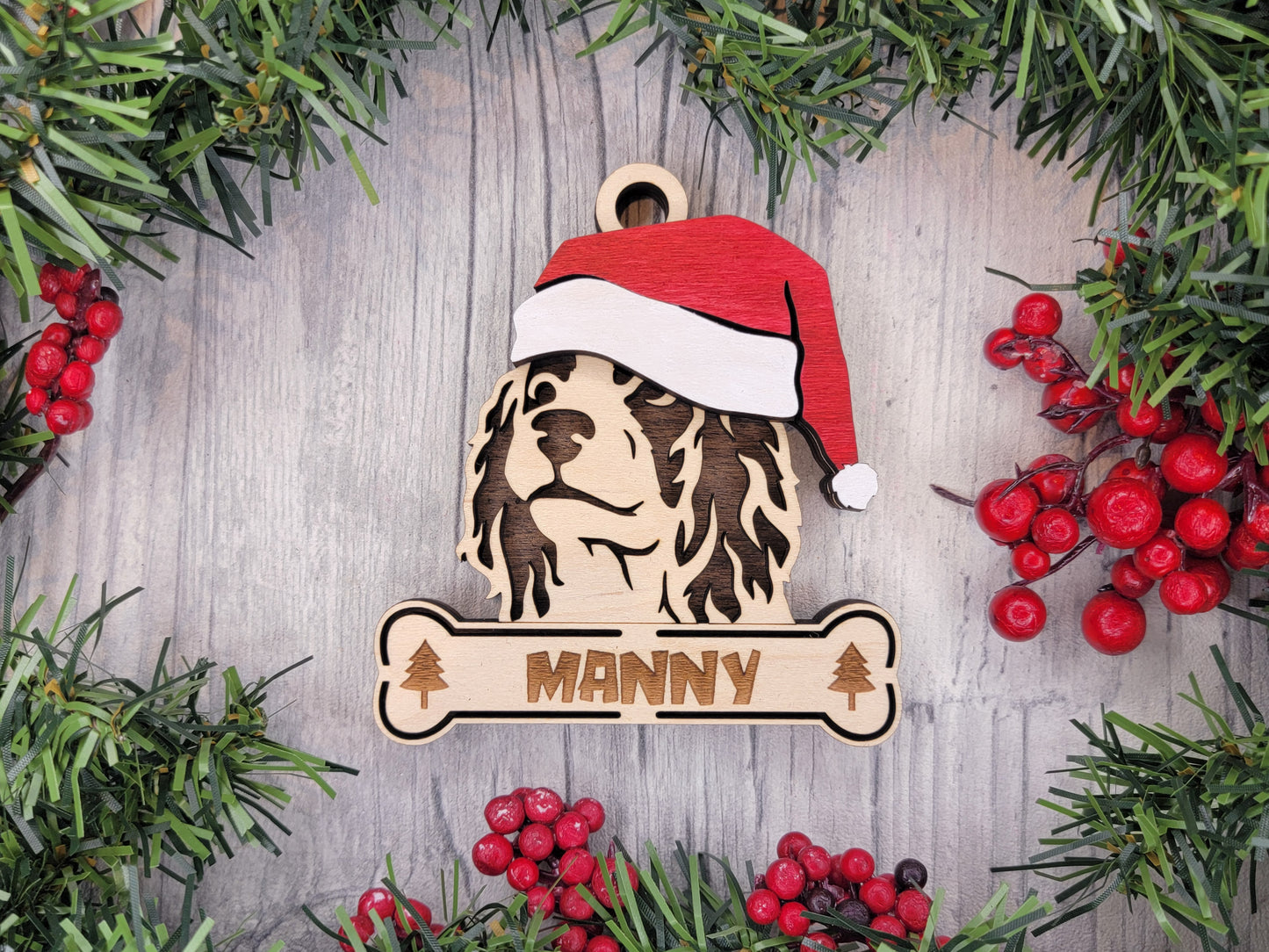 Santa Dogs - Personalized Christmas Ornaments: Breeds E - Z