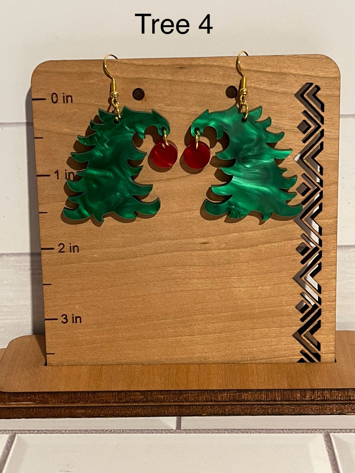 Curved Christmas Tree Earrings