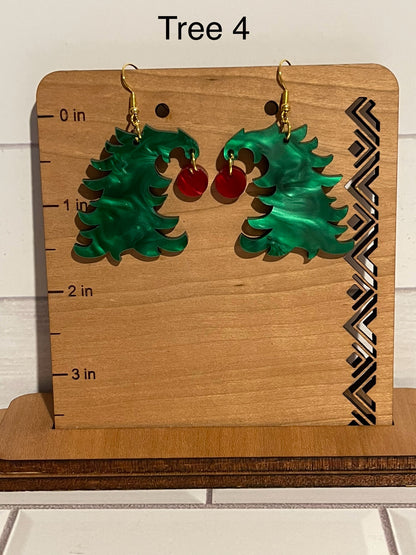 Curved Christmas Tree Earrings