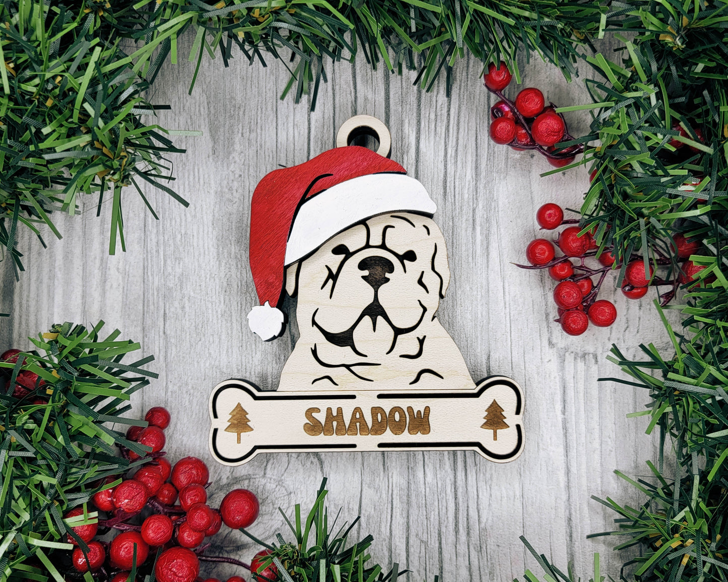 Santa Dogs - Personalized Christmas Ornaments: Breeds E - Z