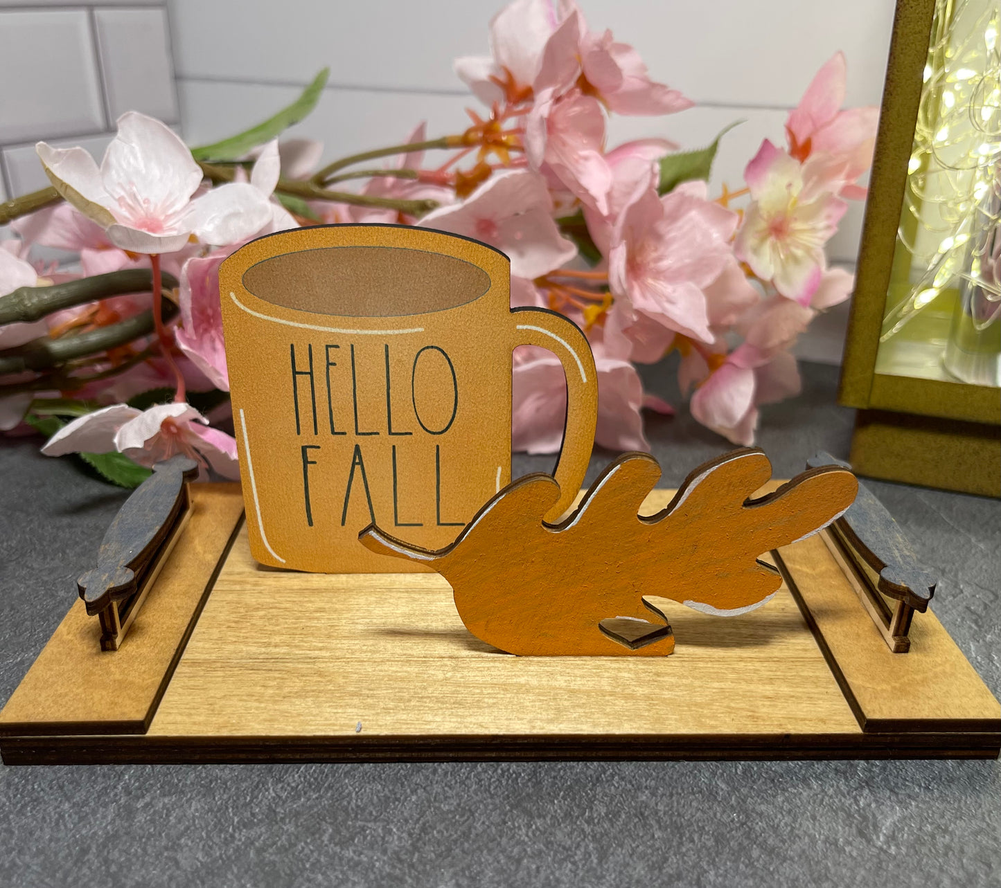 Interchangeable Decor - Mini Cutting Board with Coffee Cup and Holiday Icon