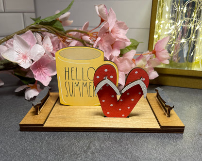 Interchangeable Decor - Mini Cutting Board with Coffee Cup and Holiday Icon