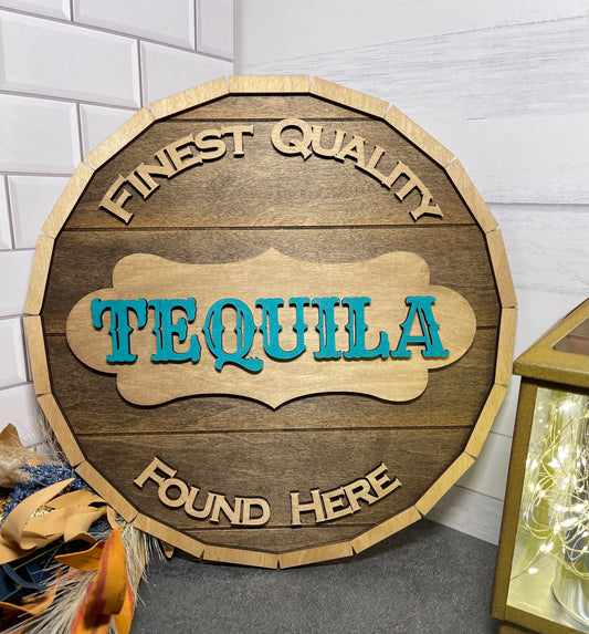 Faux Whiskey, Bourbon, Tequila and Wine Barrel Top Signs