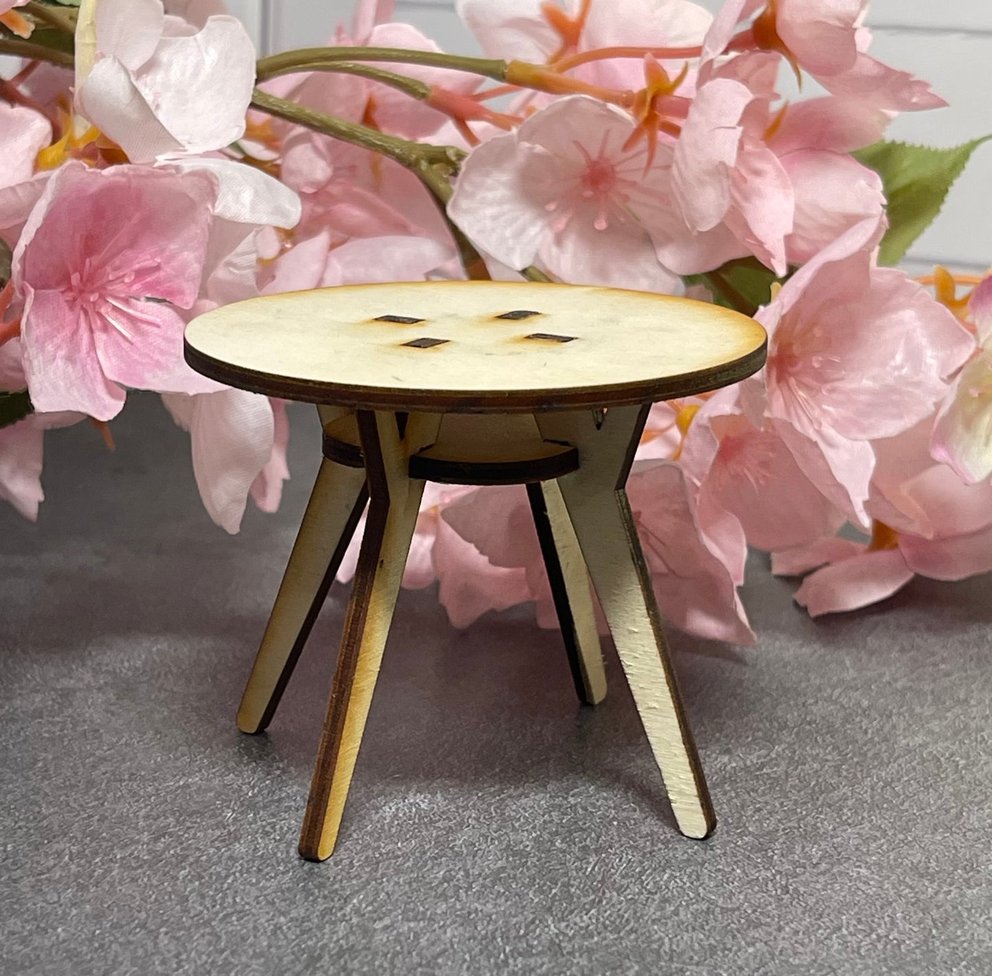 Miniature Mid Century Round Dining Table, 1:12 scale