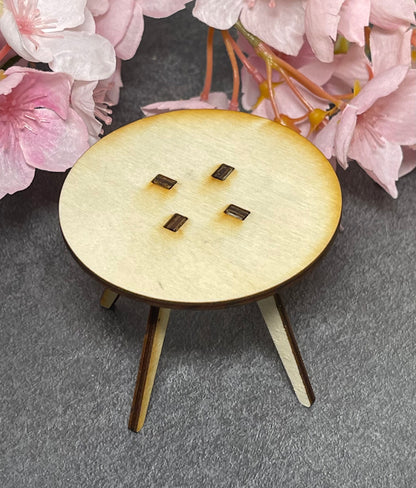 Miniature Mid Century Round Dining Table, 1:12 scale