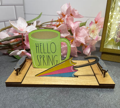 Interchangeable Decor - Mini Cutting Board with Coffee Cup and Holiday Icon