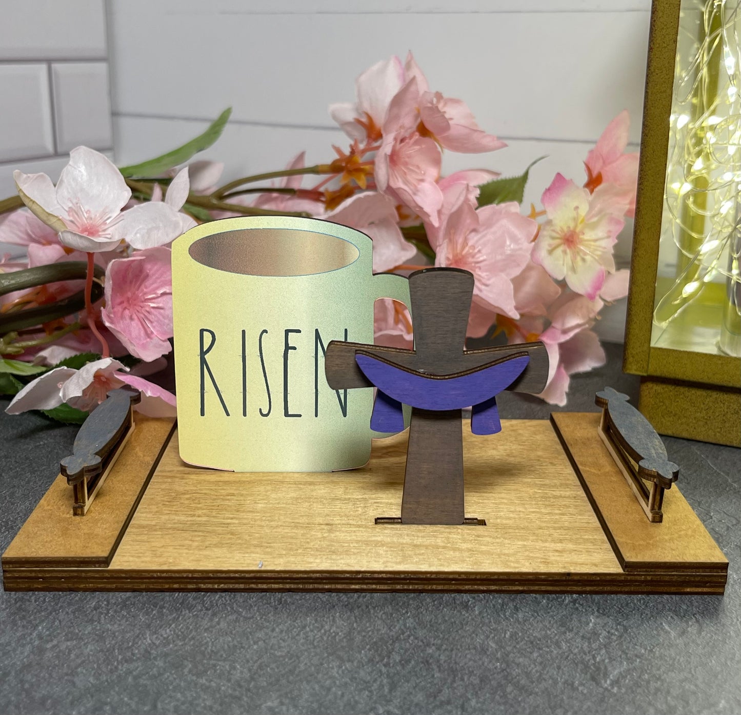 Interchangeable Decor - Mini Cutting Board with Coffee Cup and Holiday Icon