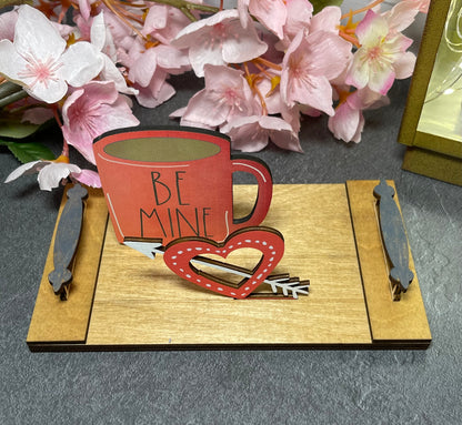 Interchangeable Decor - Mini Cutting Board with Coffee Cup and Holiday Icon