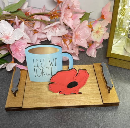 Interchangeable Decor - Mini Cutting Board with Coffee Cup and Holiday Icon