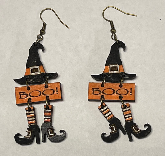 Halloween Witch Earrings with Dangle Socks