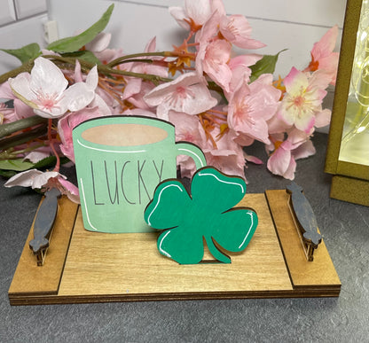 Interchangeable Decor - Mini Cutting Board with Coffee Cup and Holiday Icon