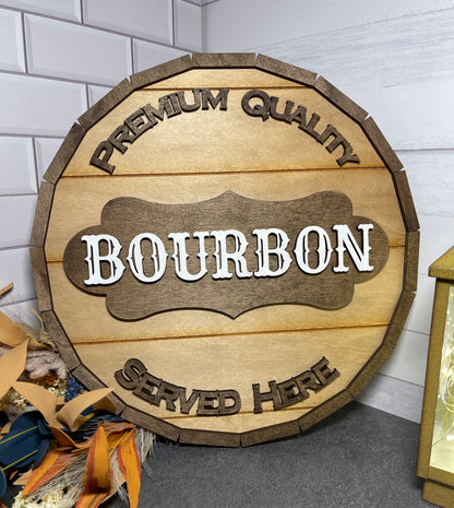 Faux Whiskey, Bourbon, Tequila and Wine Barrel Top Signs