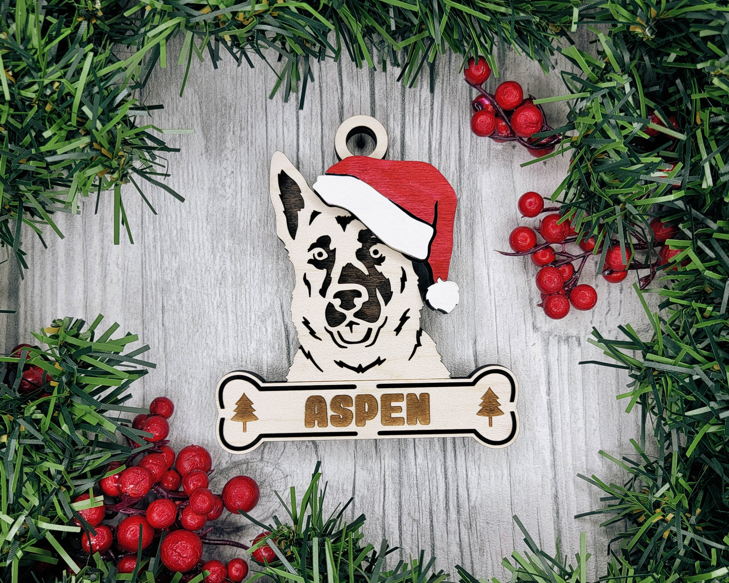 Santa Dogs - Personalized Christmas Ornaments: Breeds E - Z