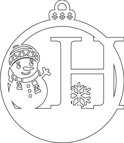 Alphabet Snowman Personalized Ornaments-Layered