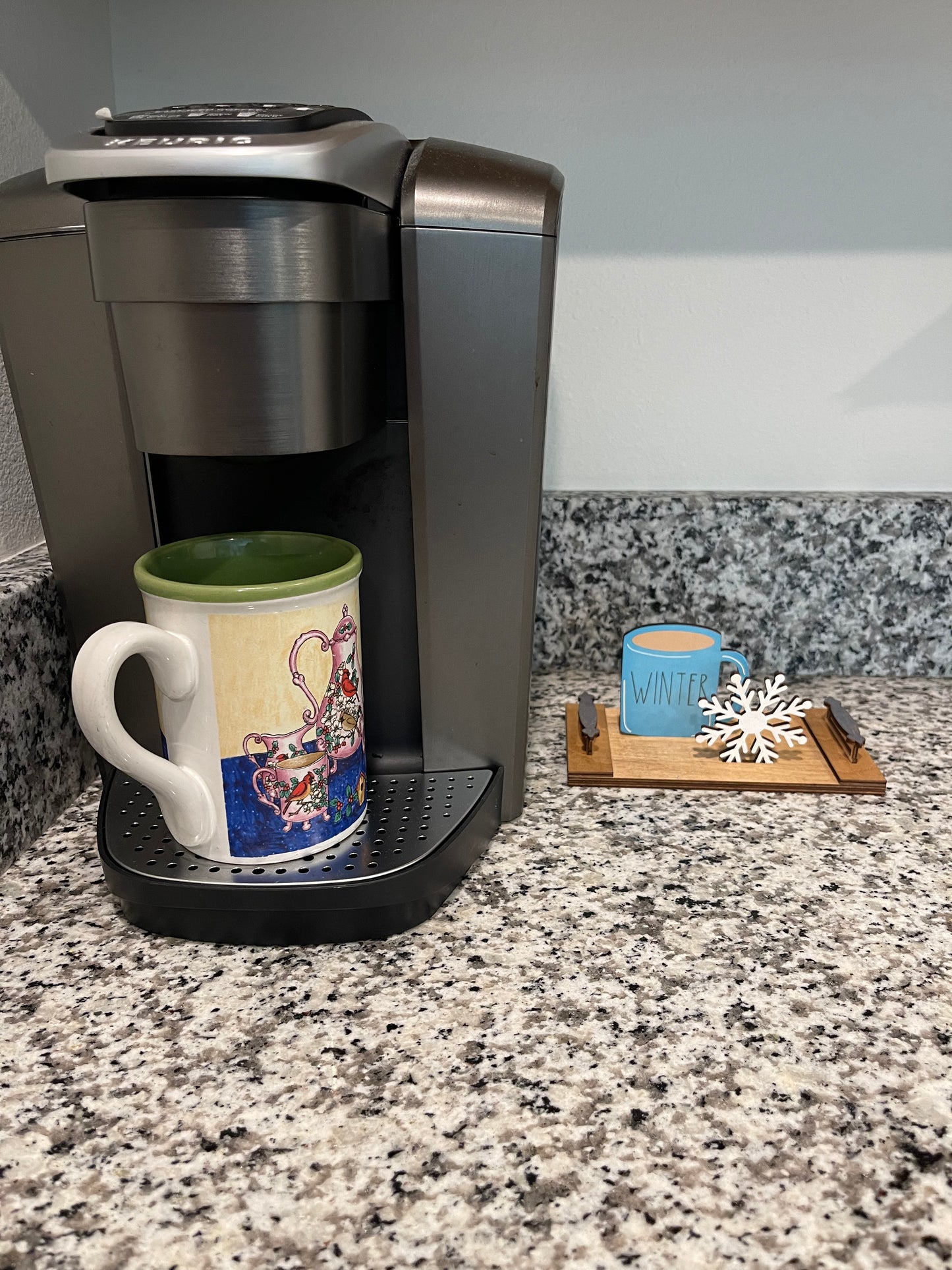 Interchangeable Decor - Mini Cutting Board with Coffee Cup and Holiday Icon