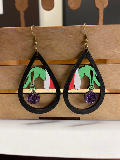 Grinch Hand Dangle Earrings