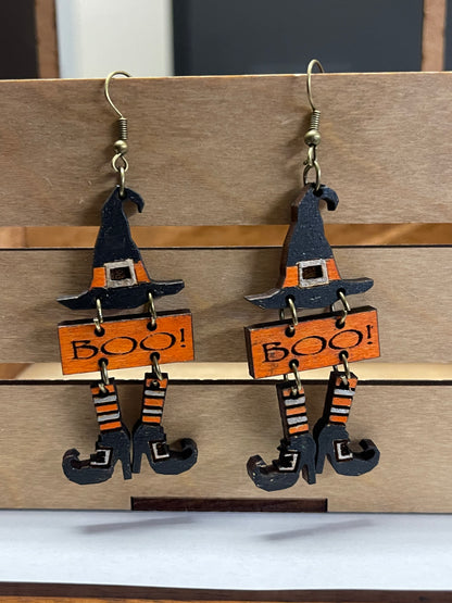 Halloween Witch Earrings with Dangle Socks