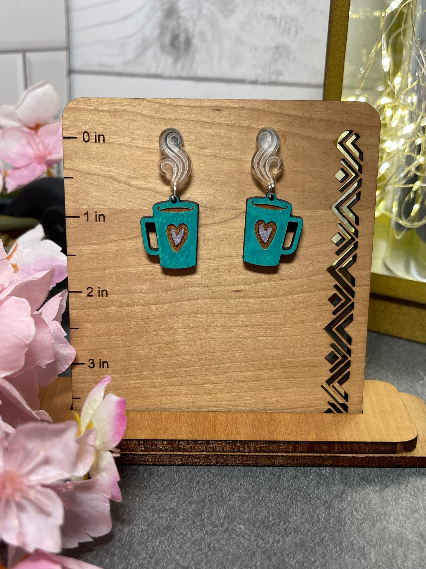 Cup of Steaming Coffee Stud and Dangle Earrings