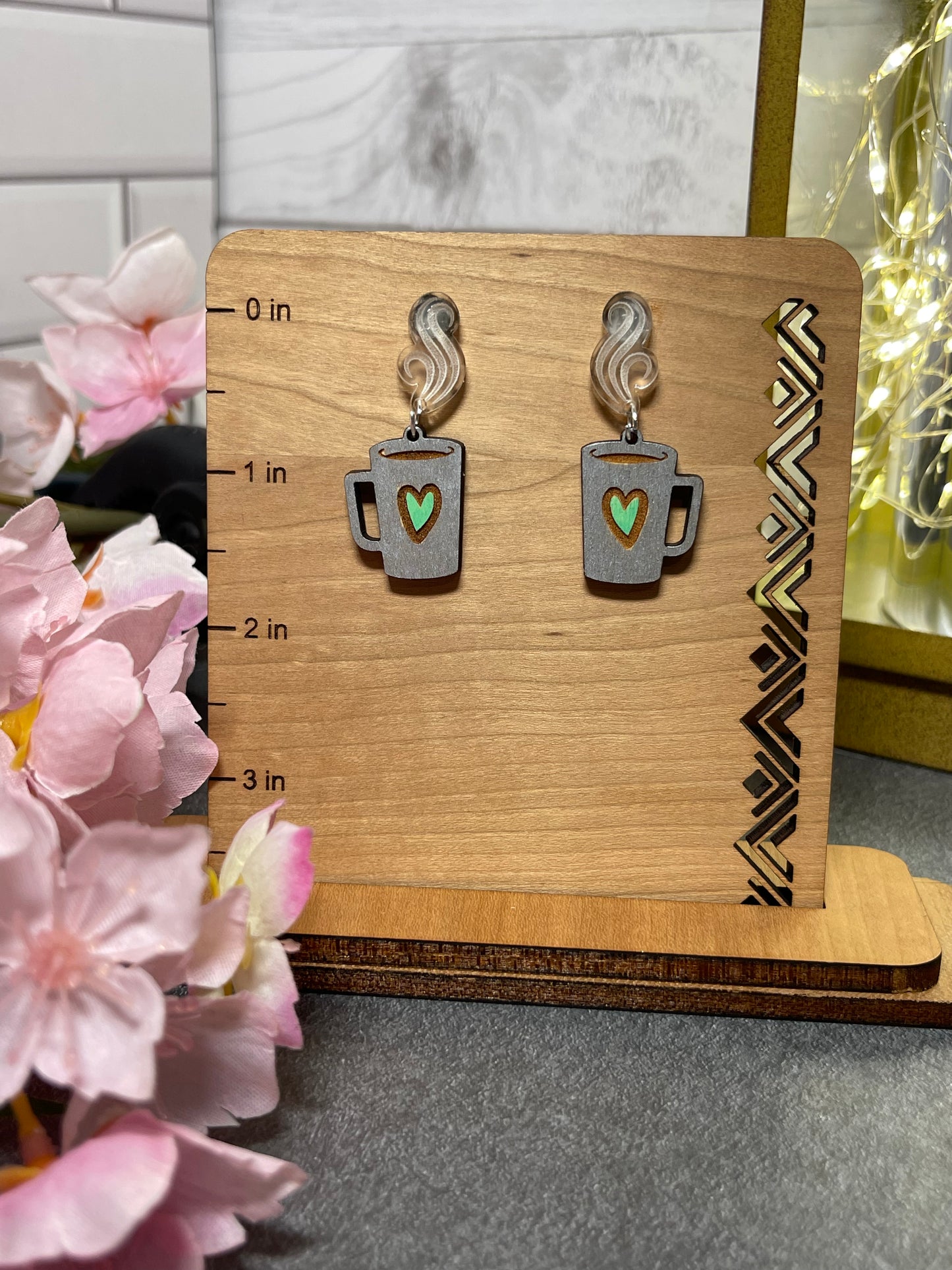 Cup of Steaming Coffee Stud and Dangle Earrings