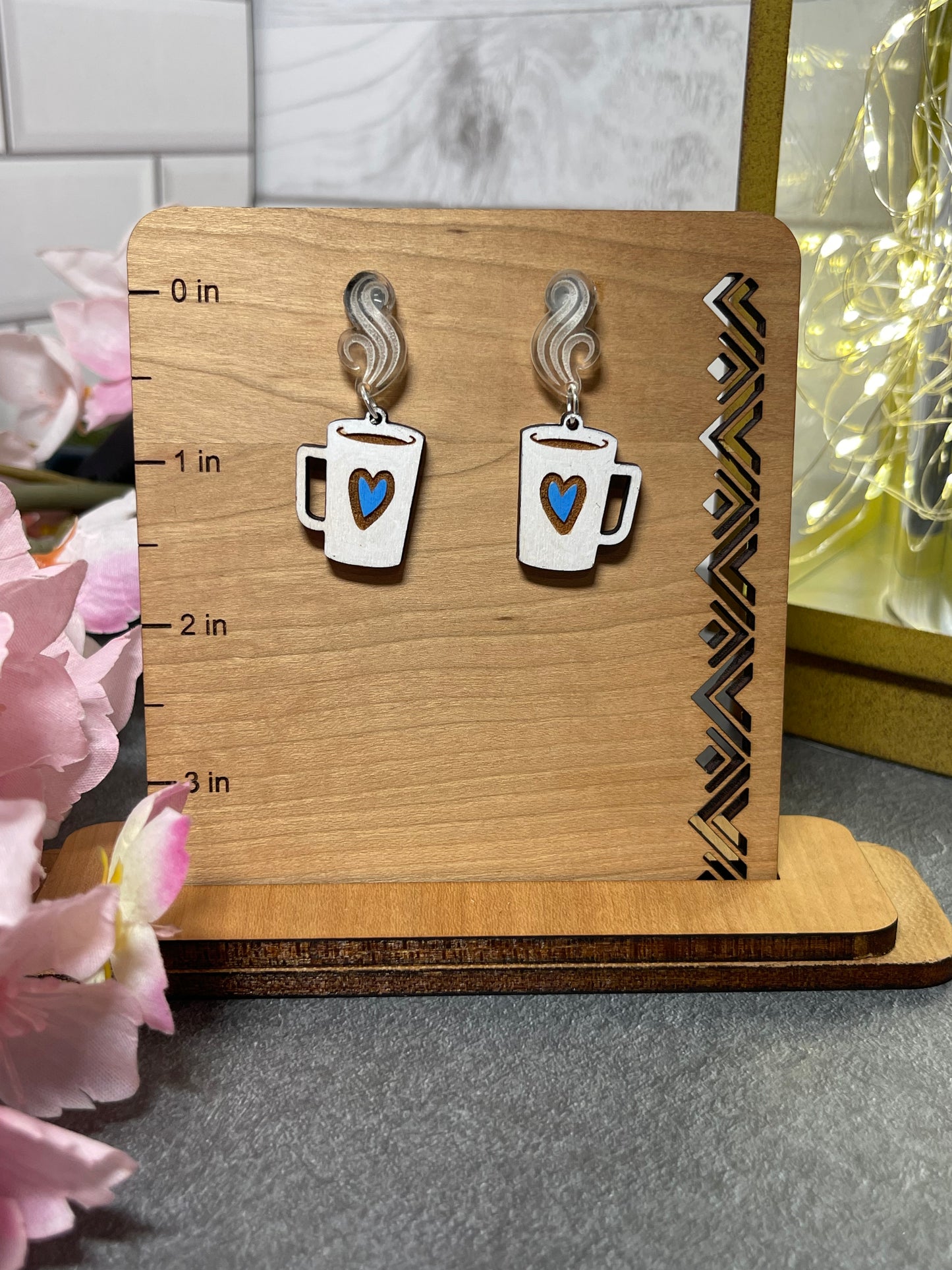 Cup of Steaming Coffee Stud and Dangle Earrings