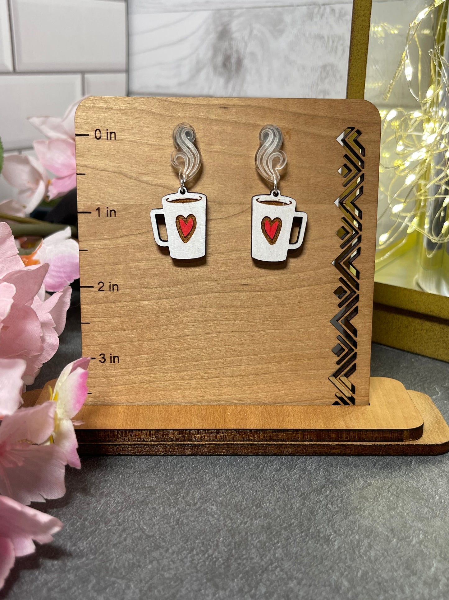 Cup of Steaming Coffee Stud and Dangle Earrings