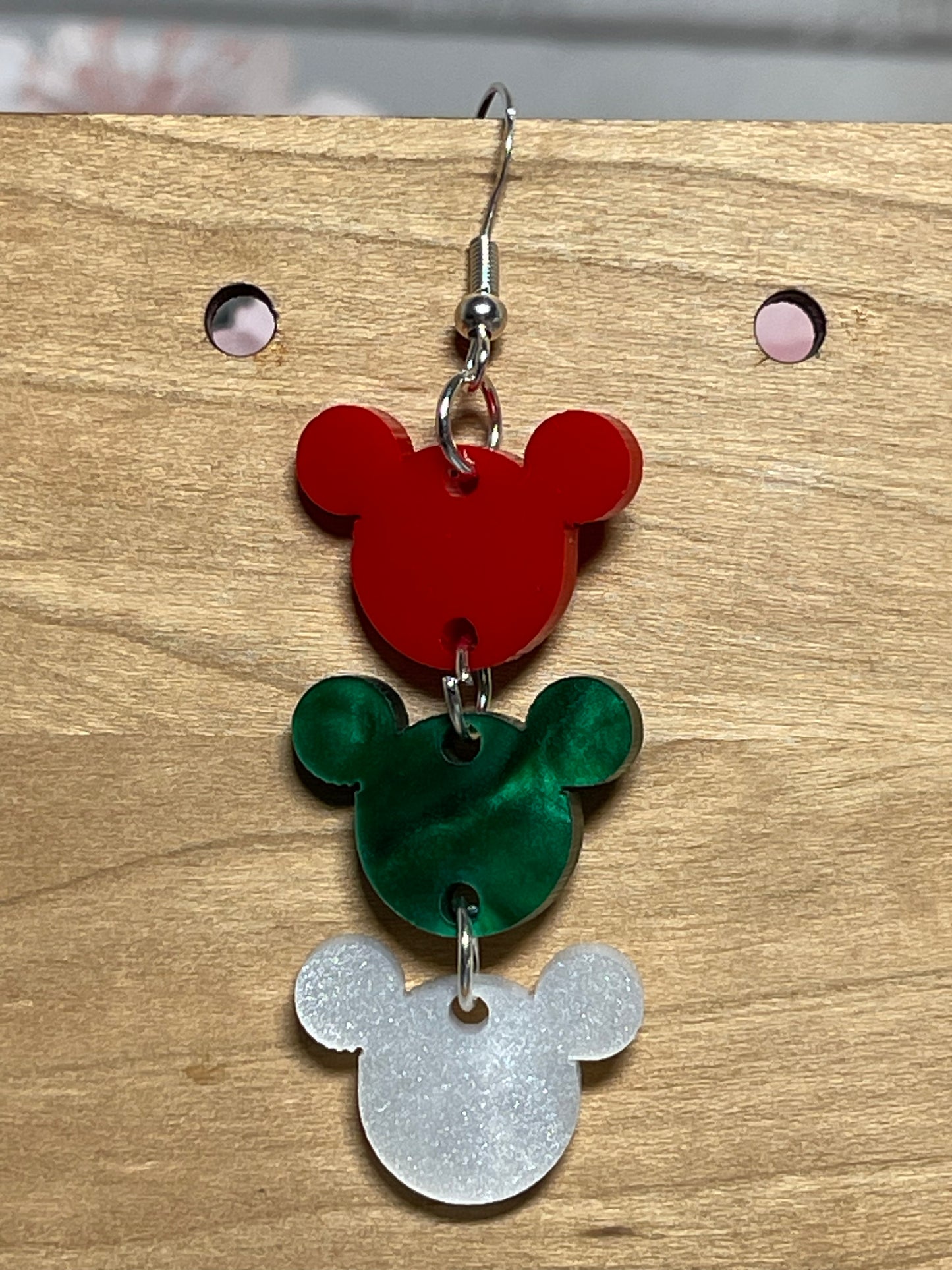 3-tiered Mouse Ears Dangle Earrings