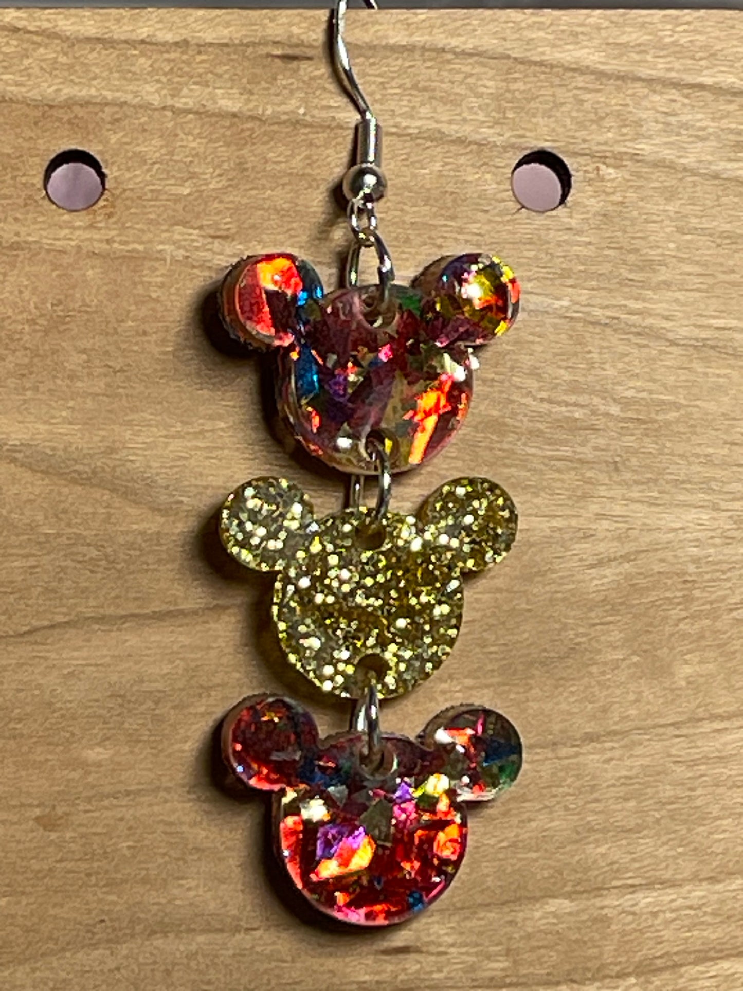 3-tiered Mouse Ears Dangle Earrings