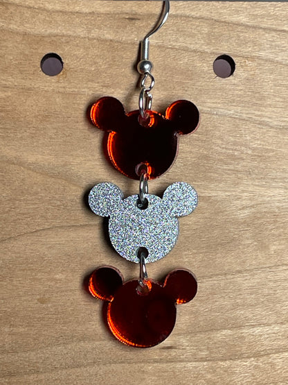 3-tiered Mouse Ears Dangle Earrings