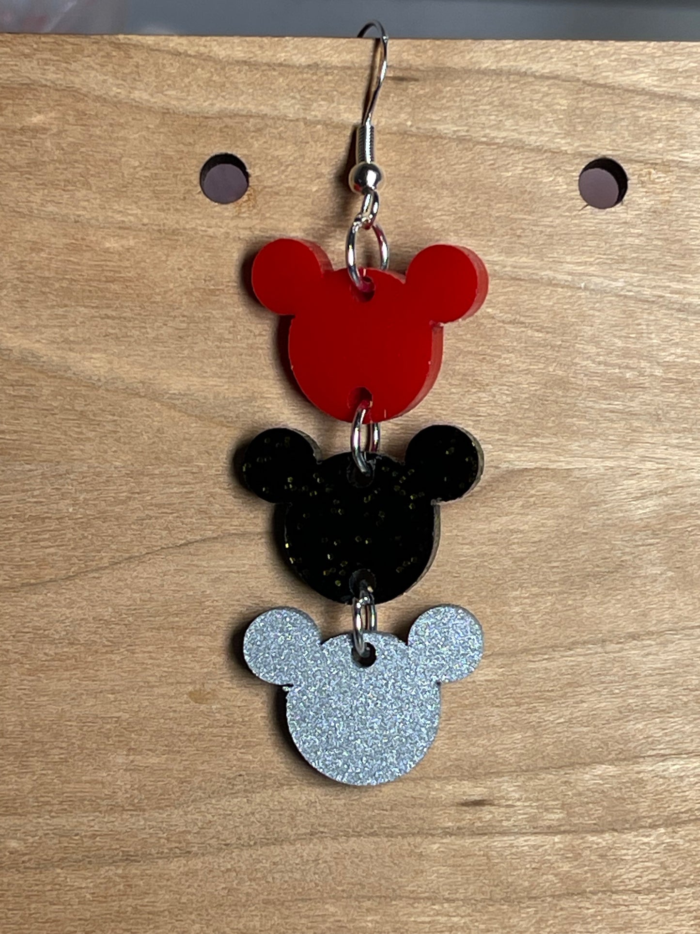 3-tiered Mouse Ears Dangle Earrings