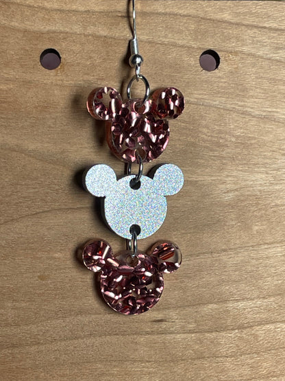 3-tiered Mouse Ears Dangle Earrings