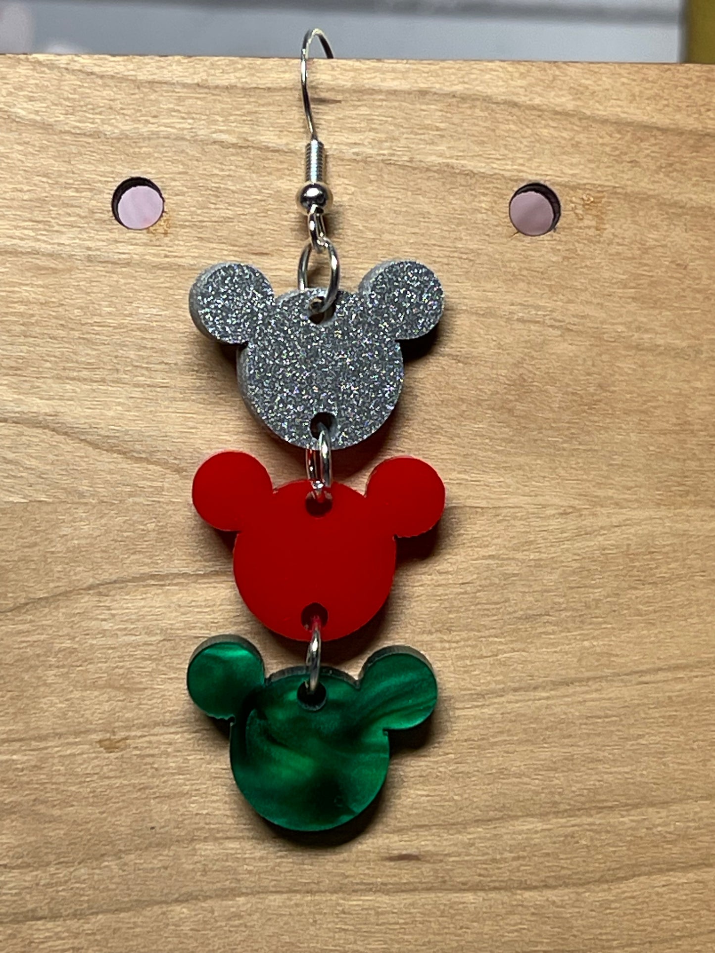 3-tiered Mouse Ears Dangle Earrings