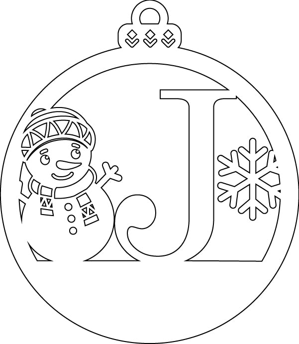 Alphabet Snowman Personalized Ornaments-Layered