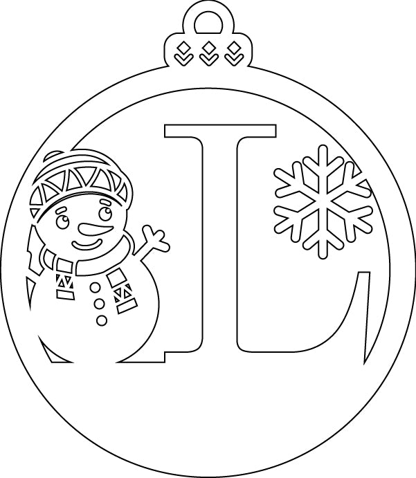 Alphabet Snowman Personalized Ornaments-Layered