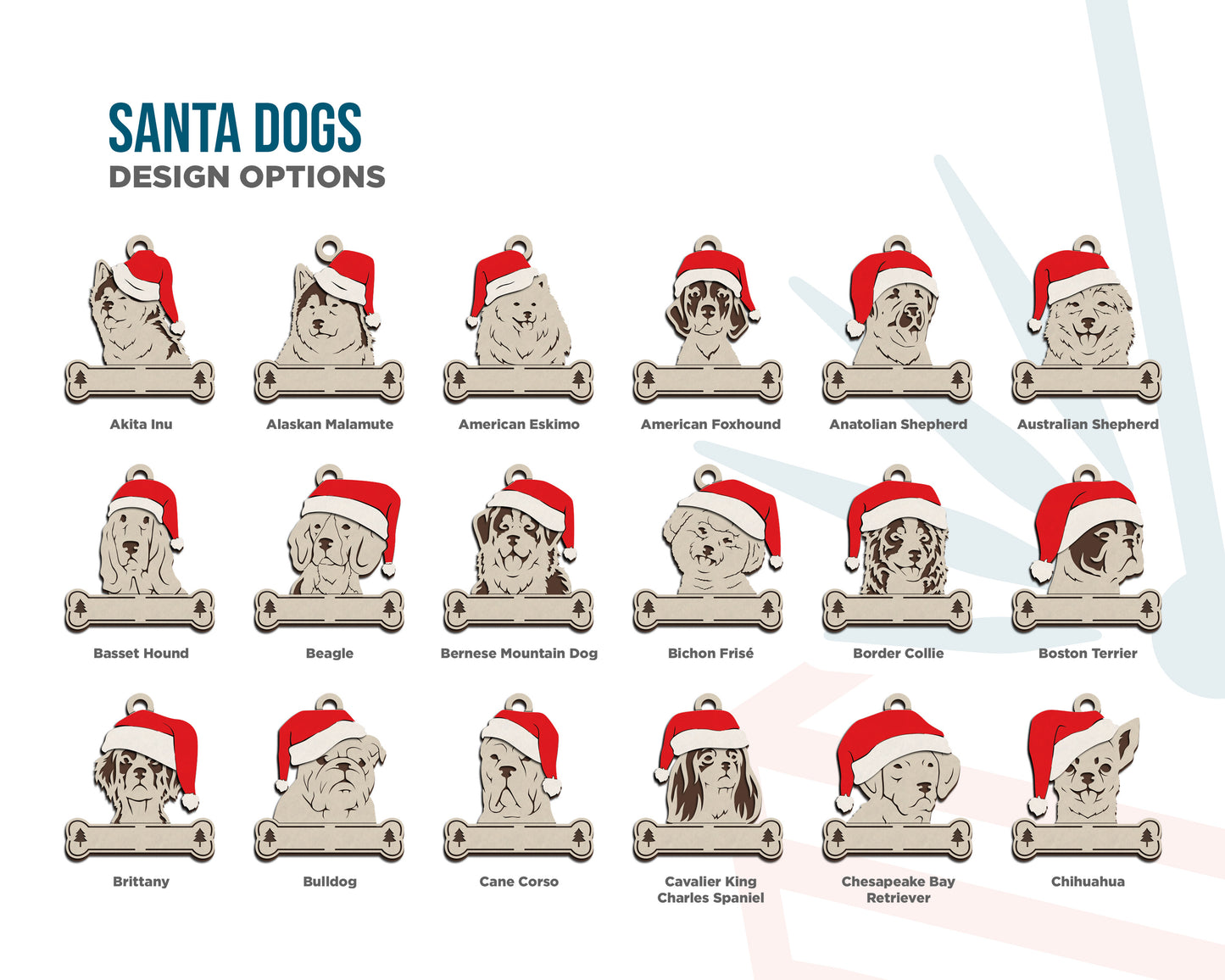 Santa Dogs - Personalized Christmas Ornaments: Breeds A - D