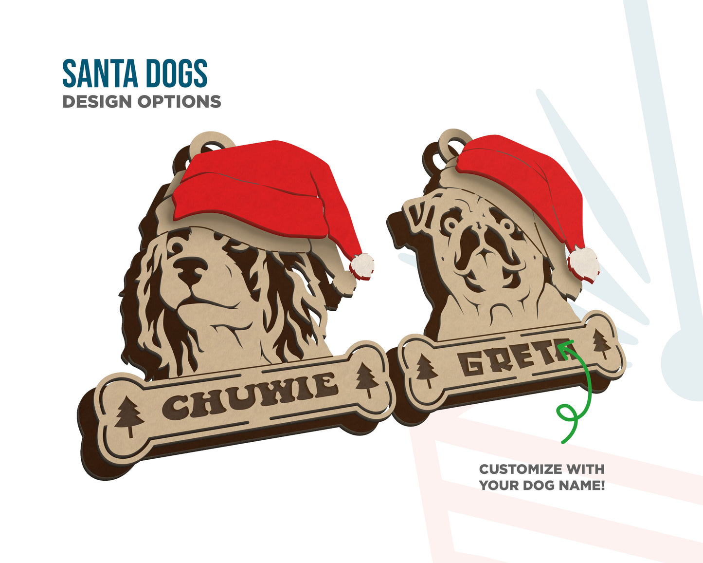 Santa Dogs - Personalized Christmas Ornaments: Breeds E - Z