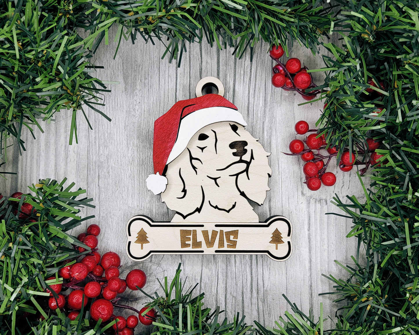 Santa Dogs - Personalized Christmas Ornaments: Breeds E - Z