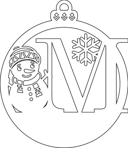 Alphabet Snowman Personalized Ornaments-Layered