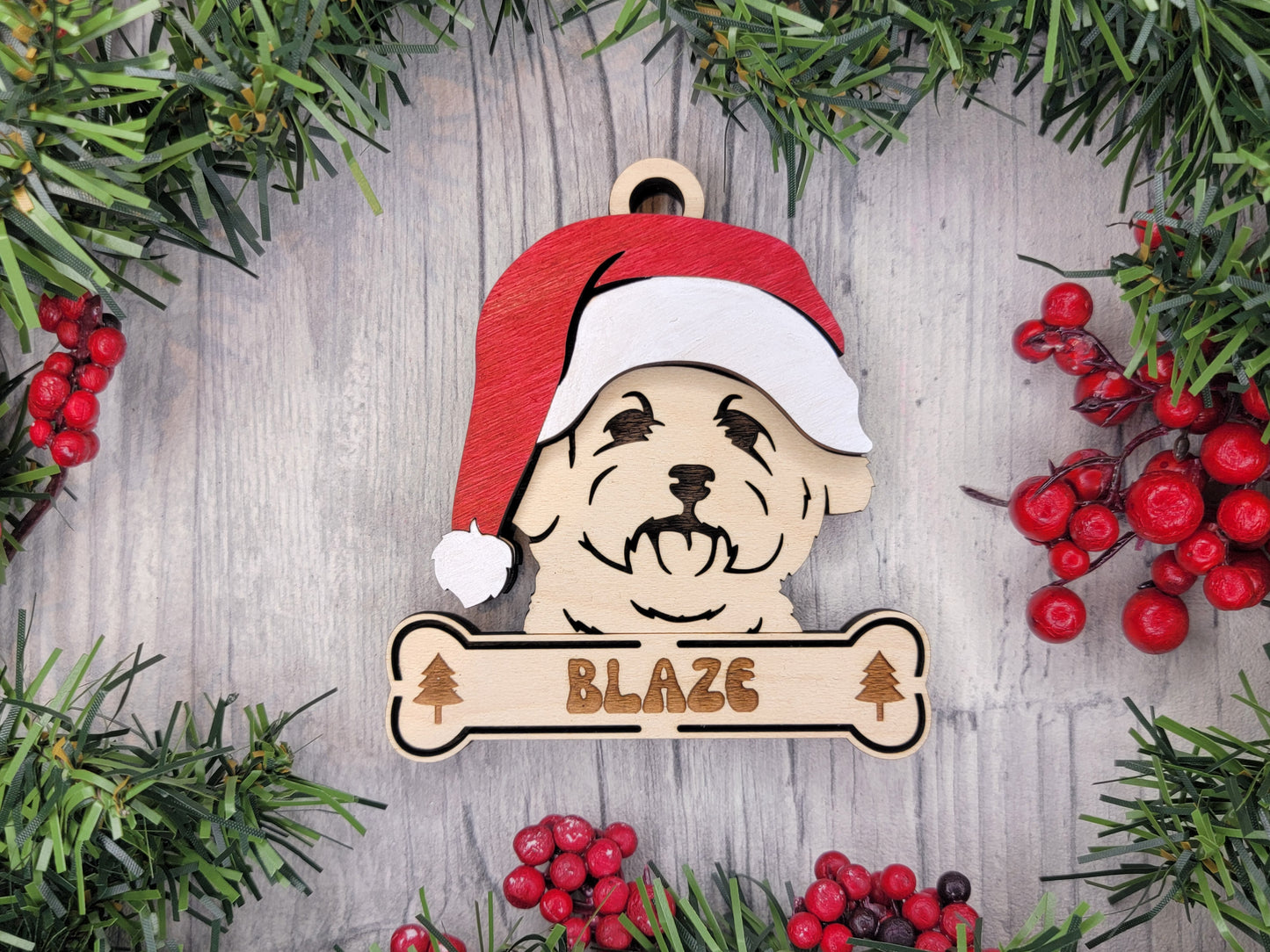Santa Dogs - Personalized Christmas Ornaments: Breeds E - Z