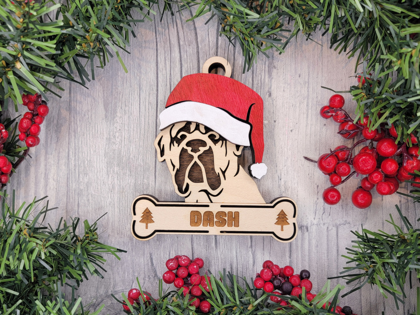 Santa Dogs - Personalized Christmas Ornaments: Breeds E - Z