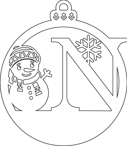Alphabet Snowman Personalized Ornaments-Layered